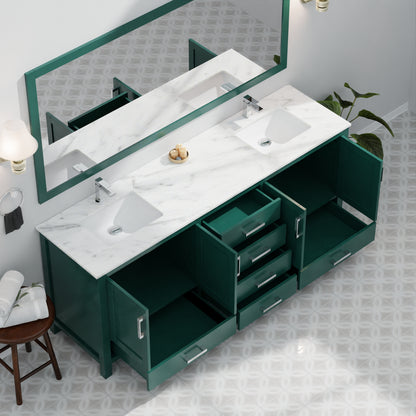 Lexora Jacques 80 in. Green Double Sink Bath Vanity