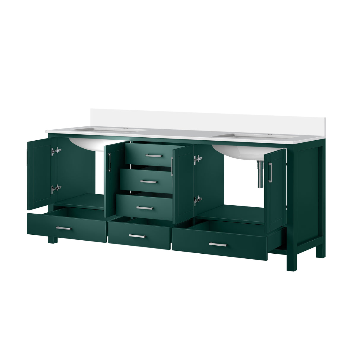 Lexora Jacques 80 in. Green Double Sink Bath Vanity