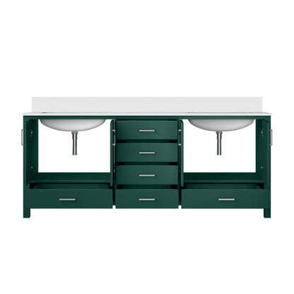 Lexora Jacques 80 in. Green Double Sink Bath Vanity