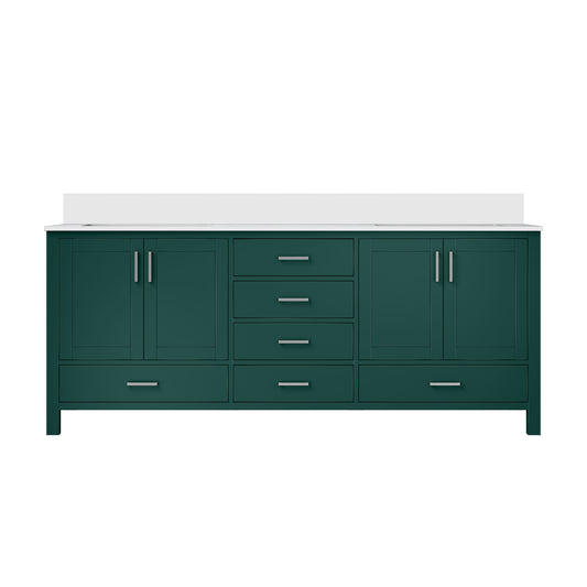 Lexora Jacques 80 in. Green Double Sink Bath Vanity