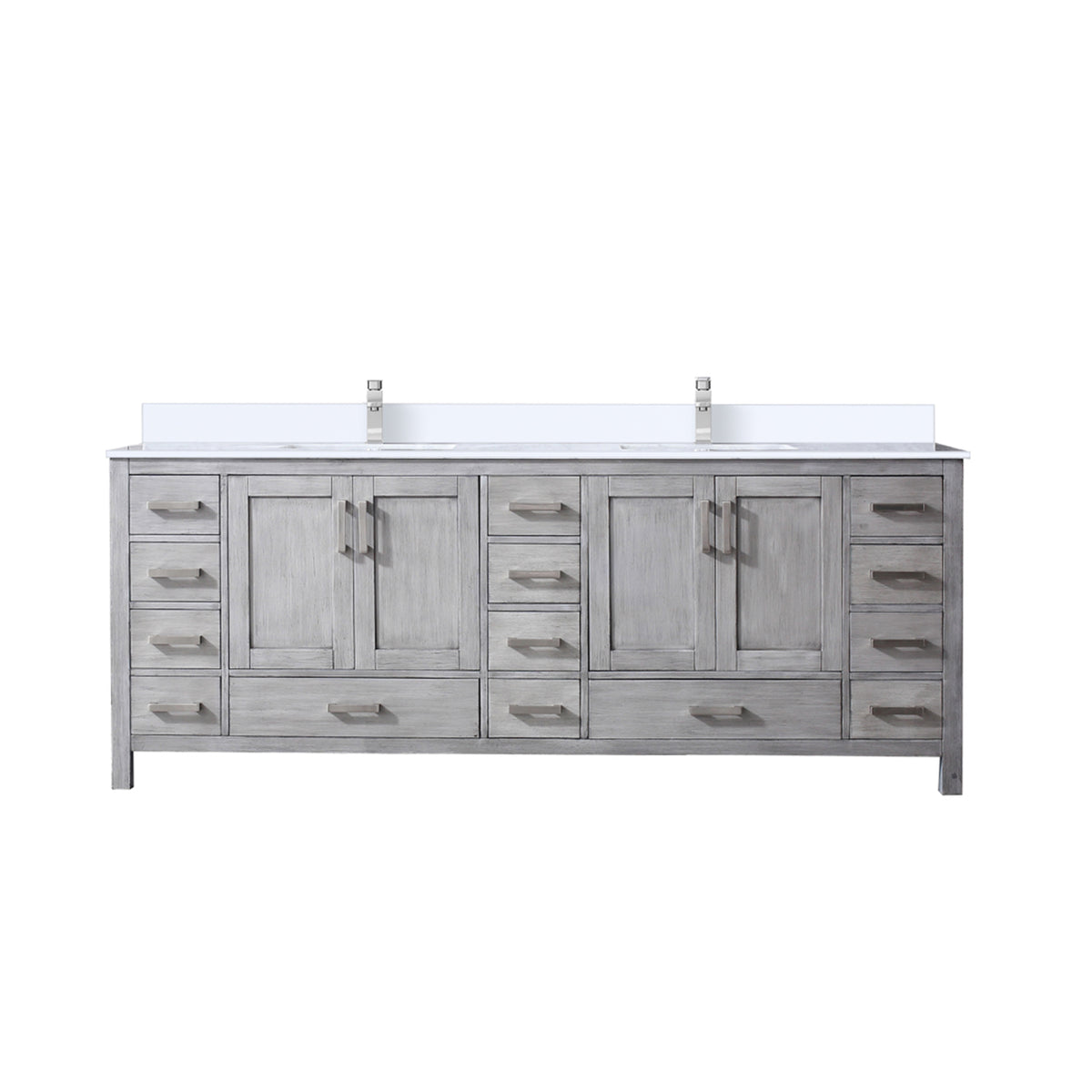 Lexora Jacques 84 in. Distressed Grey Double Sink Bath Vanity