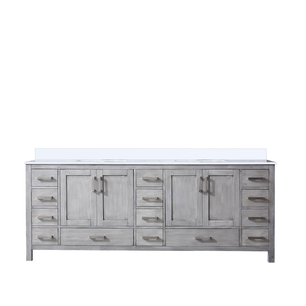 Lexora Jacques 84 in. Distressed Grey Double Sink Bath Vanity