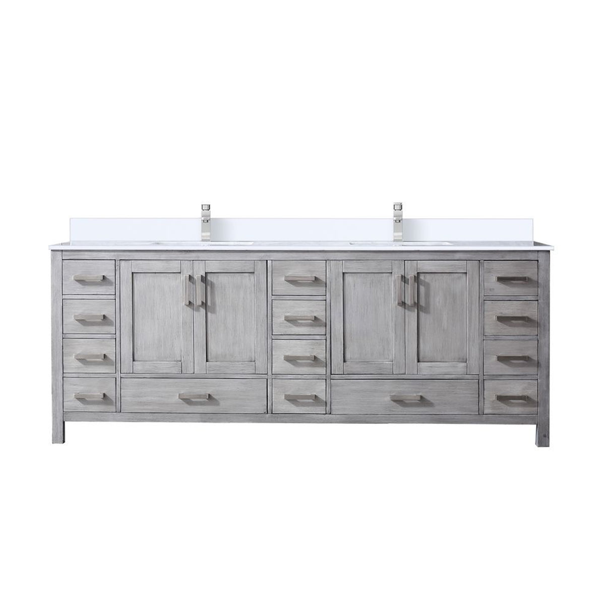 Lexora Jacques 84 in. Distressed Grey Double Sink Bath Vanity