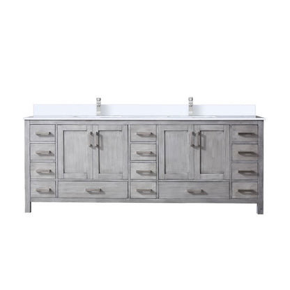 Lexora Jacques 84 in. Distressed Grey Double Sink Bath Vanity