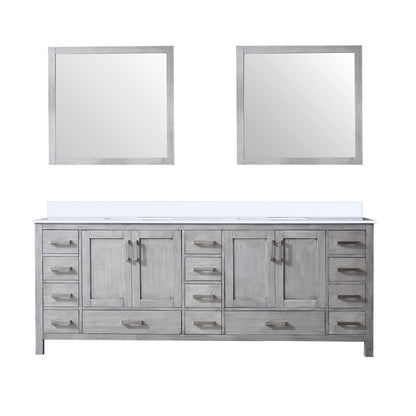 Lexora Jacques 84 in. Distressed Grey Double Sink Bath Vanity