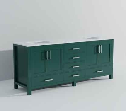Lexora Jacques 84 in. Green Double Sink Bath Vanity
