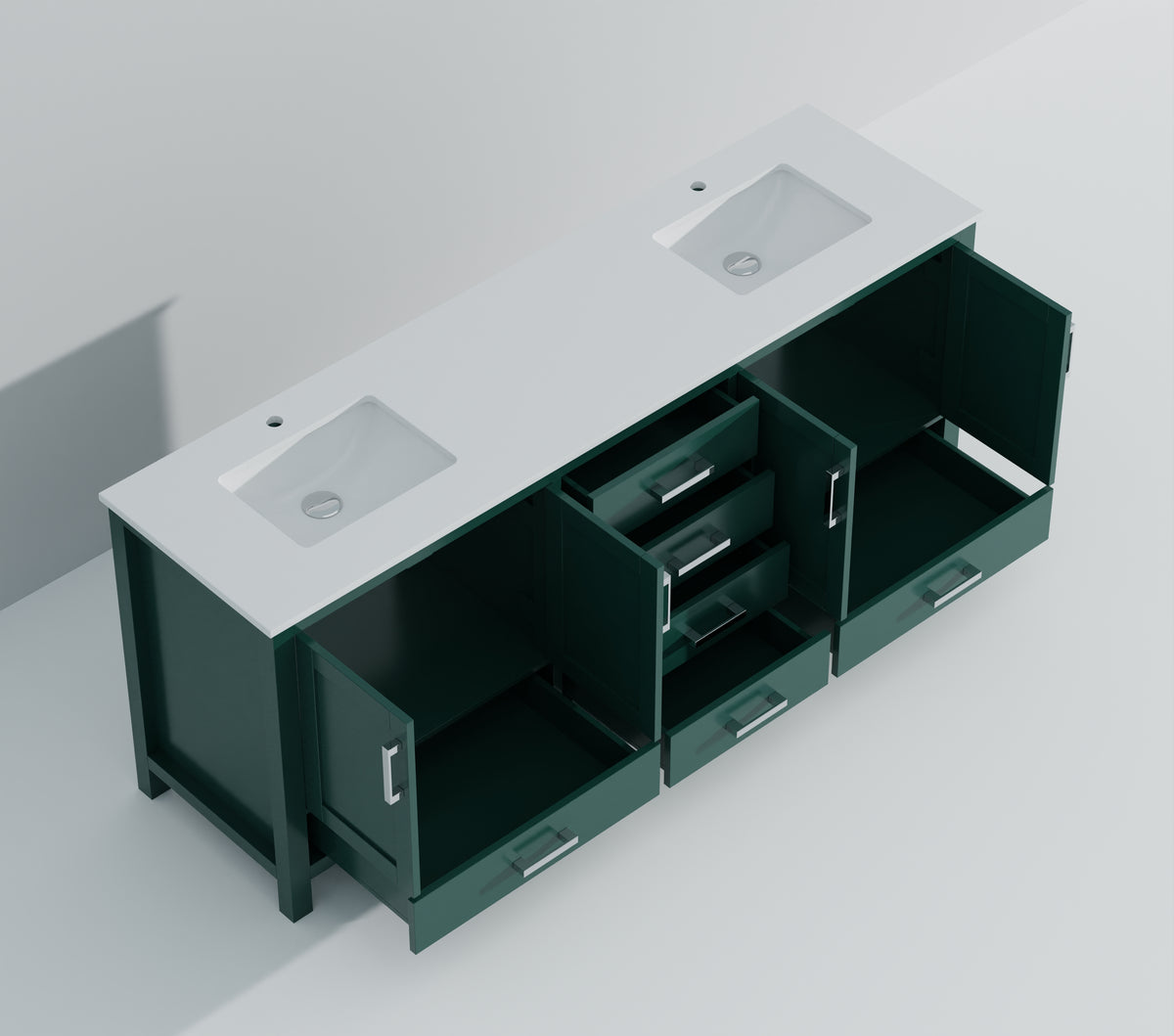 Lexora Jacques 84 in. Green Double Sink Bath Vanity