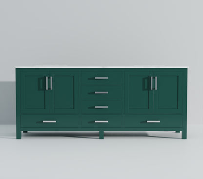 Lexora Jacques 84 in. Green Double Sink Bath Vanity