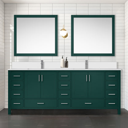Lexora Jacques 84 in. Green Double Sink Bath Vanity