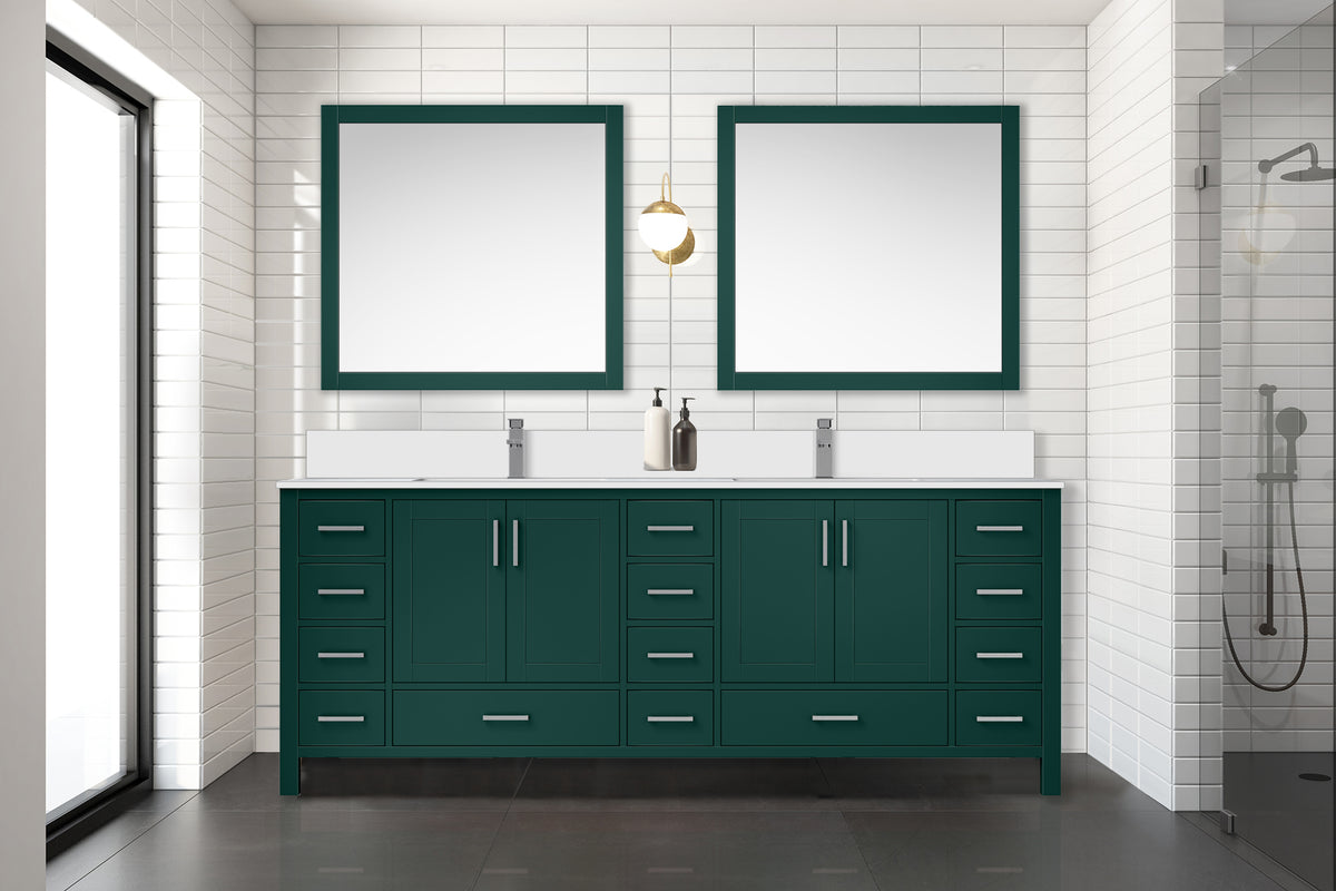 Lexora Jacques 84 in. Green Double Sink Bath Vanity