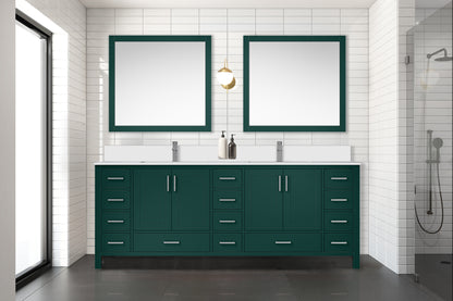 Lexora Jacques 84 in. Green Double Sink Bath Vanity