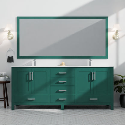 Lexora Jacques 84 in. Green Double Sink Bath Vanity