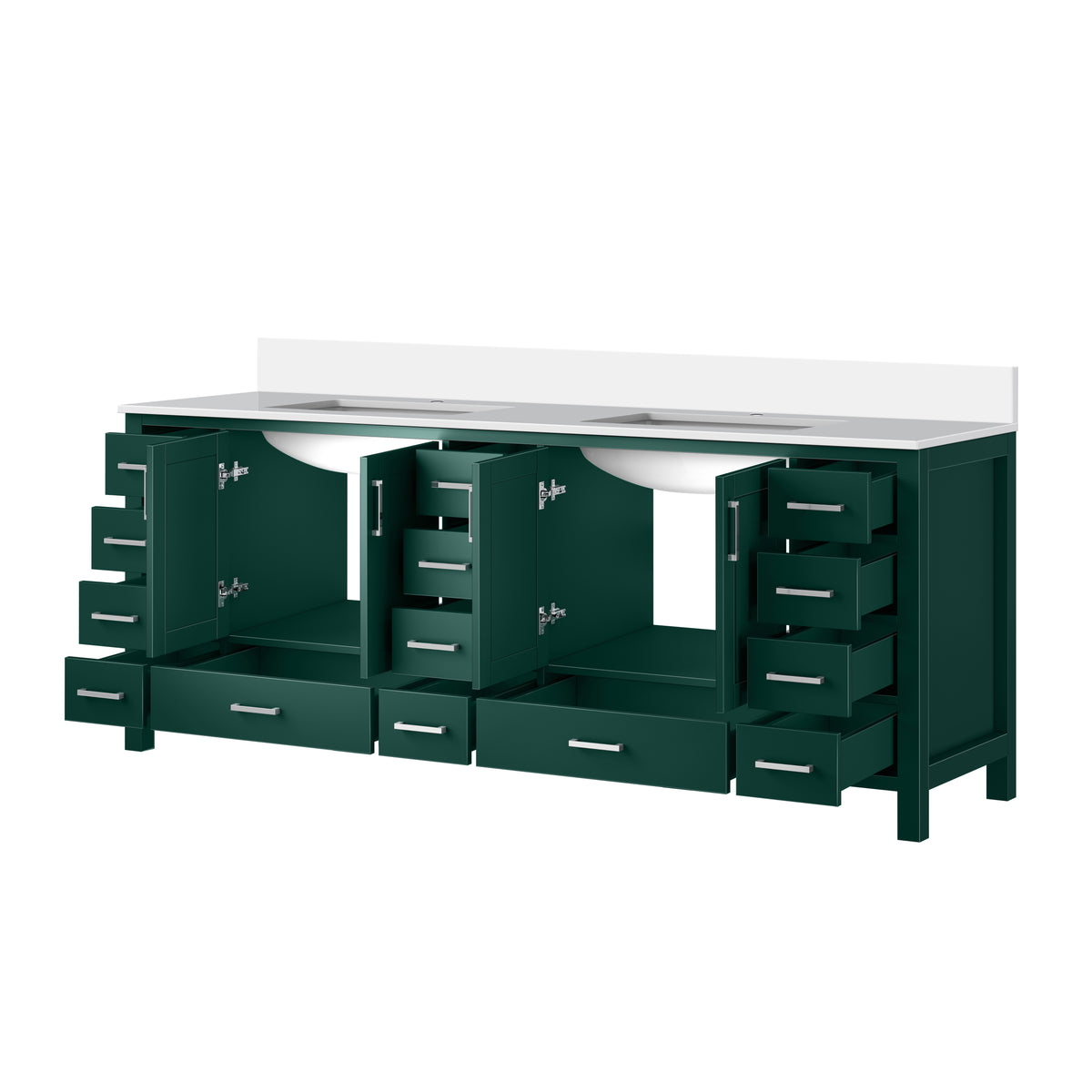 Lexora Jacques 84 in. Green Double Sink Bath Vanity