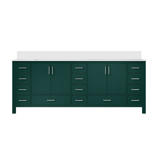 Lexora Jacques 84 in. Green Double Sink Bath Vanity