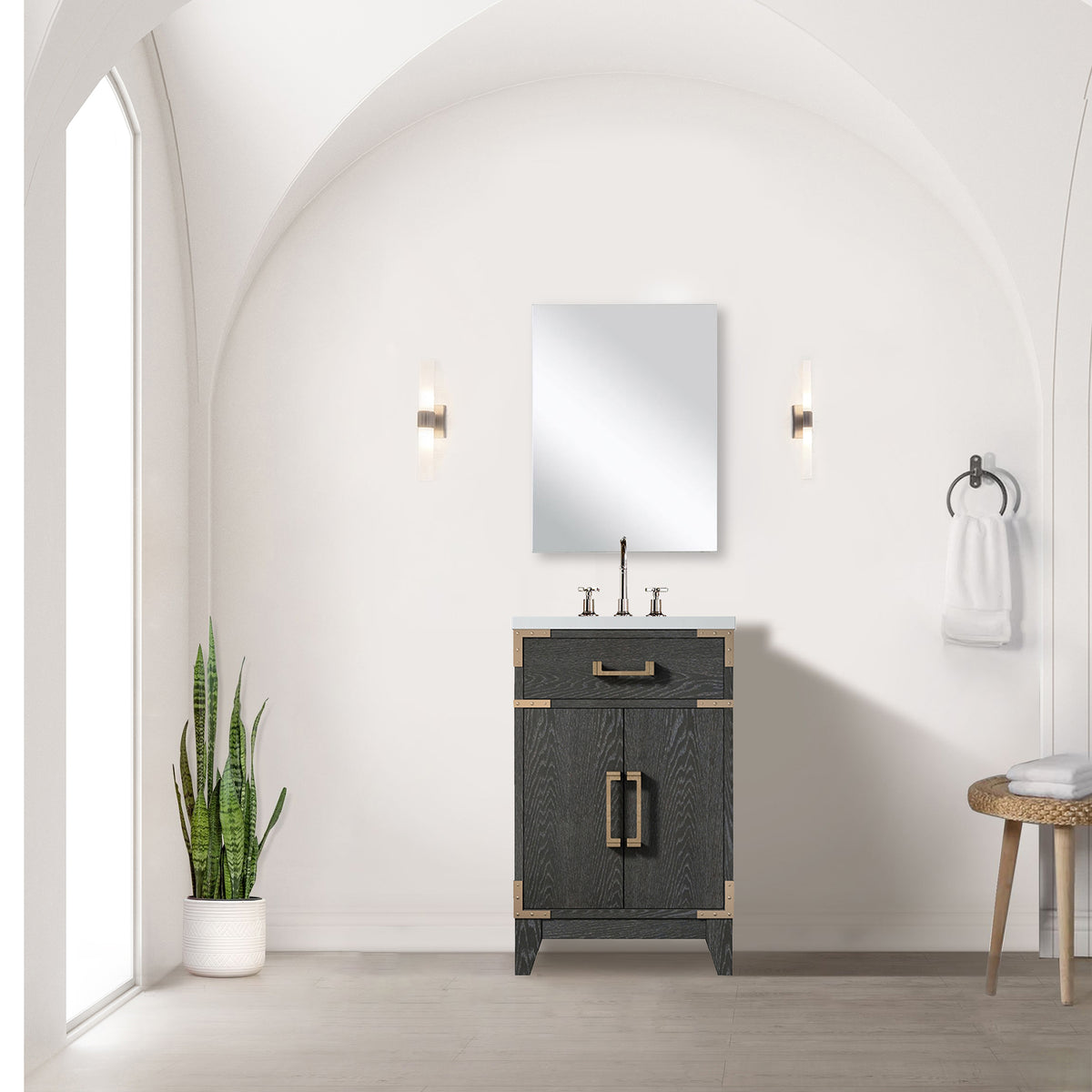 Lexora Laurel 20 in. Black Oak Single Sink Bath Vanity