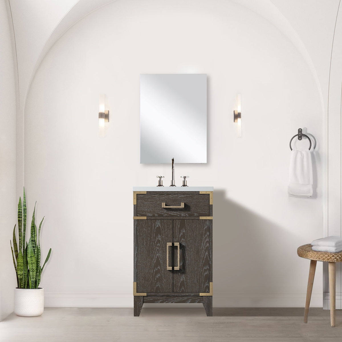 Lexora Laurel 20 in. Brown Oak Single Sink Bath Vanity