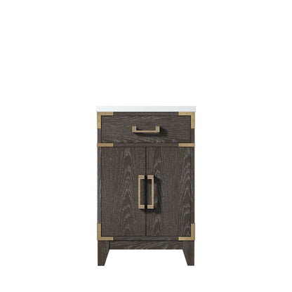 Lexora Laurel 20 in. Brown Oak Single Sink Bath Vanity
