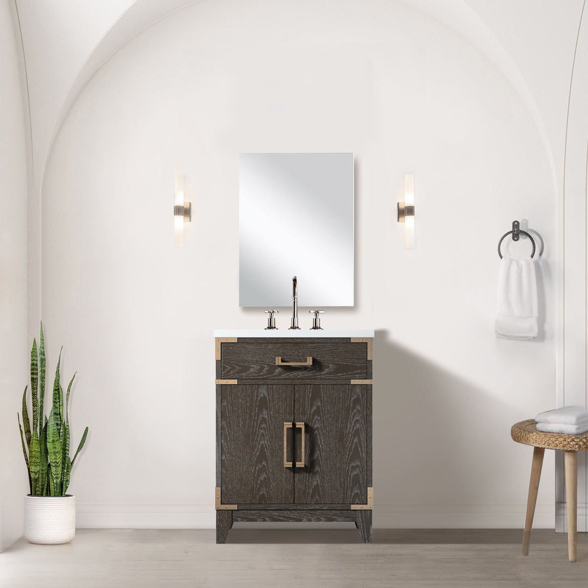 Lexora Laurel 24 in. Brown Oak Single Sink Bath Vanity