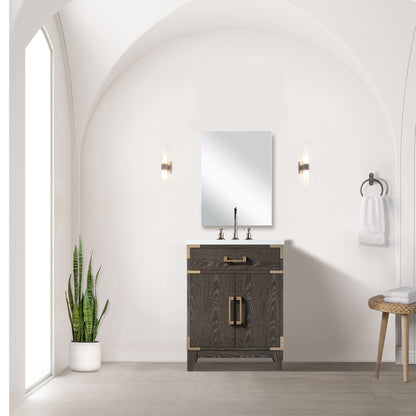 Lexora Laurel 24 in. Brown Oak Single Sink Bath Vanity