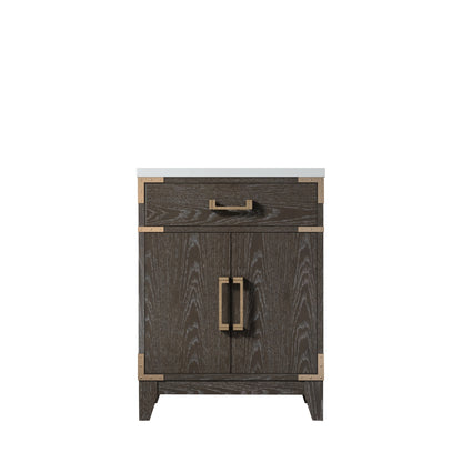 Lexora Laurel 24 in. Brown Oak Single Sink Bath Vanity