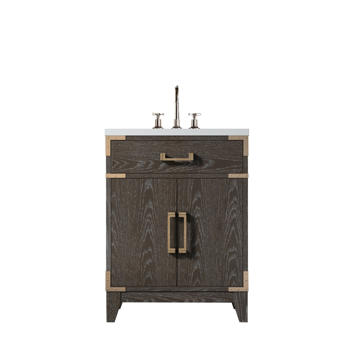 Lexora Laurel 24 in. Brown Oak Single Sink Bath Vanity