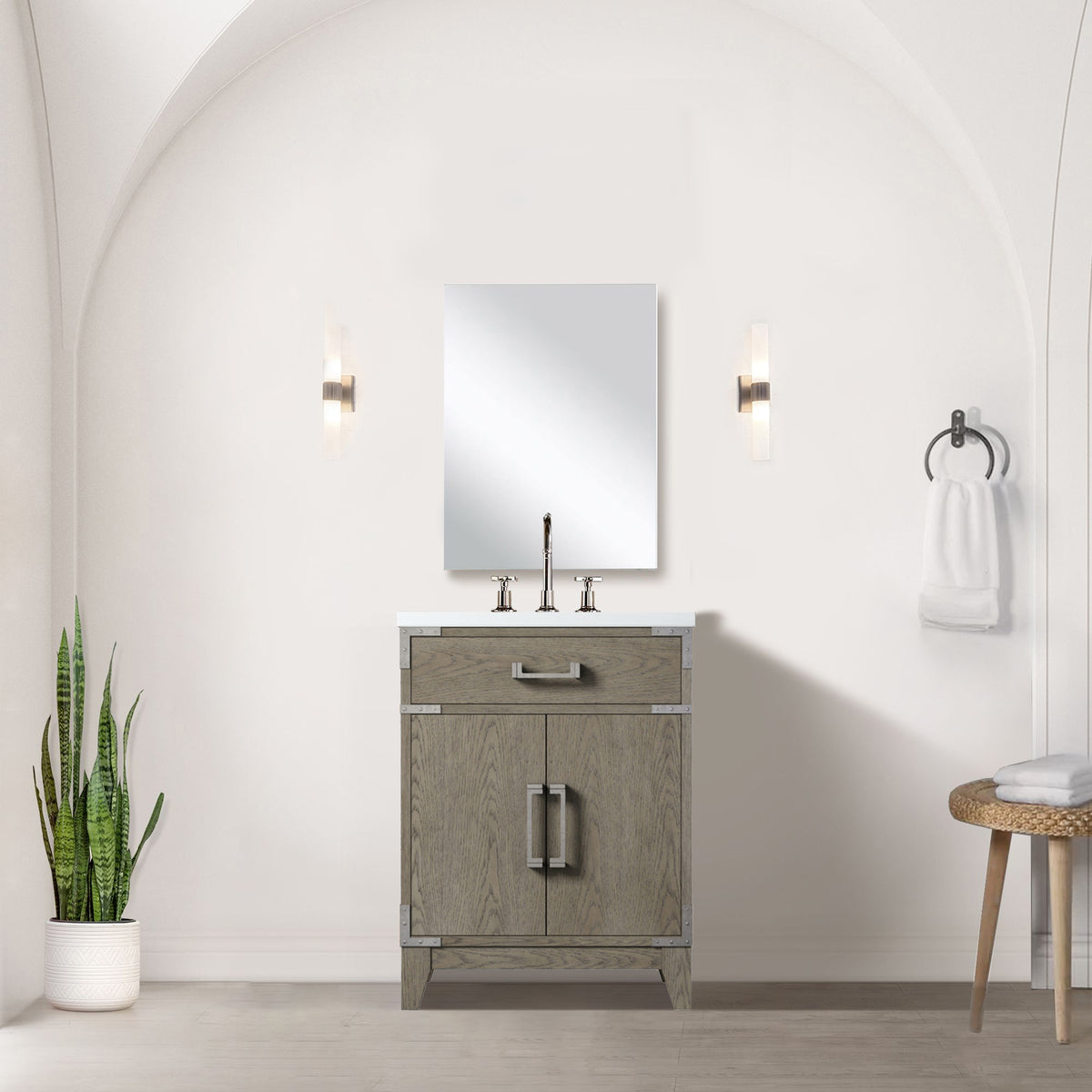 Lexora Laurel 24 in. Grey Oak Single Sink Bath Vanity