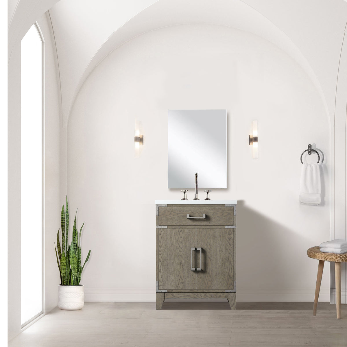 Lexora Laurel 24 in. Grey Oak Single Sink Bath Vanity