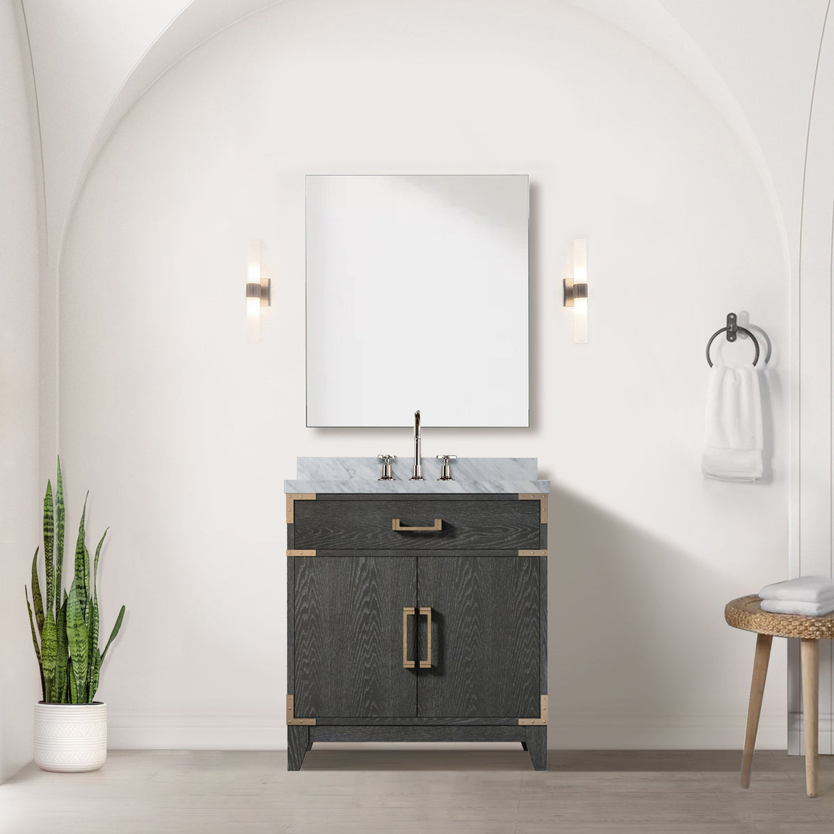 Lexora Laurel 30 in. Black Oak Single Sink Bath Vanity
