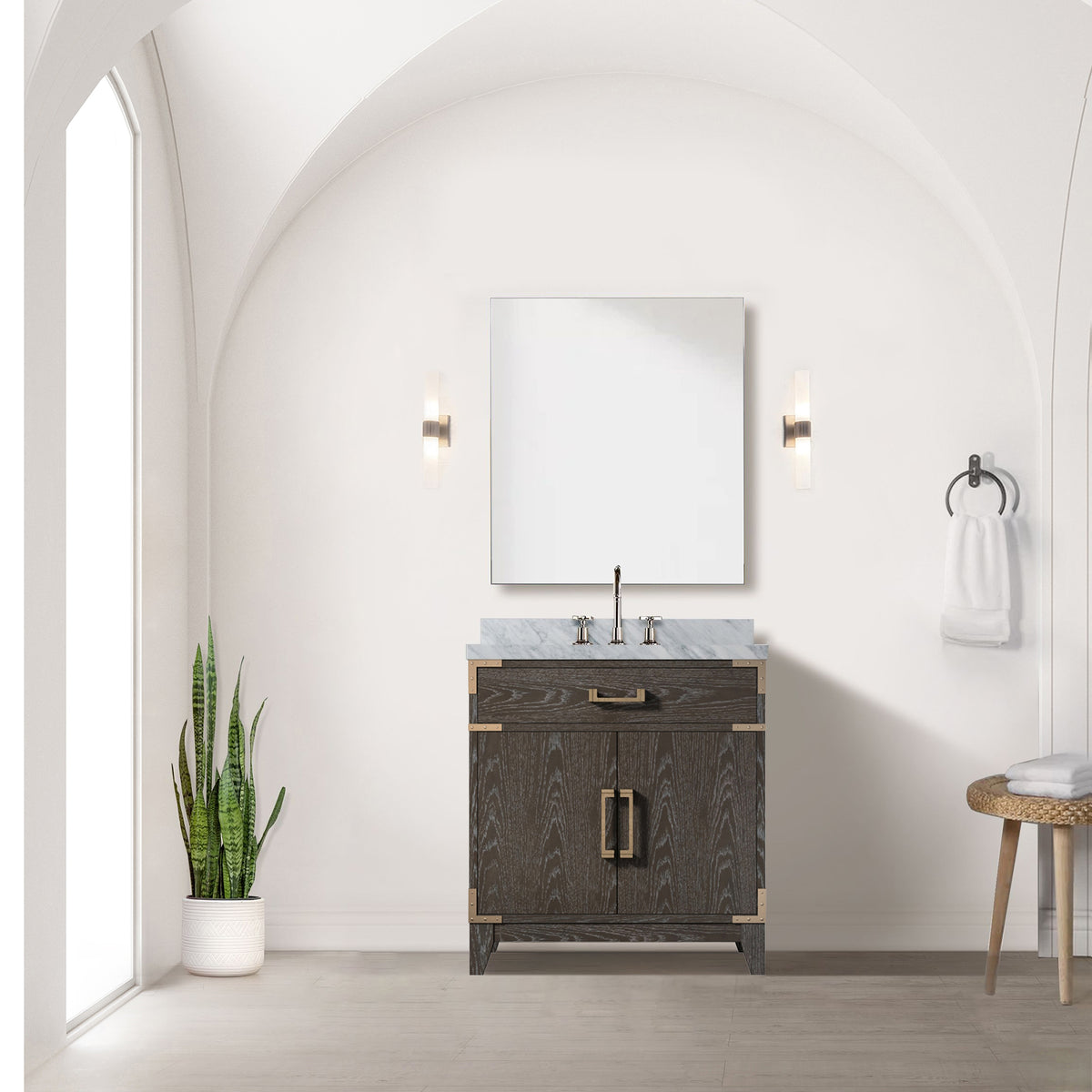 Lexora Laurel 30 in. Brown Oak Single Sink Bath Vanity