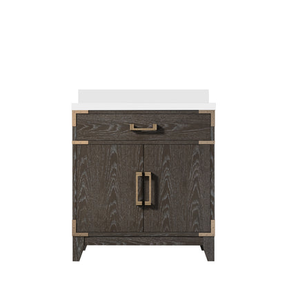 Lexora Laurel 30 in. Brown Oak Single Sink Bath Vanity