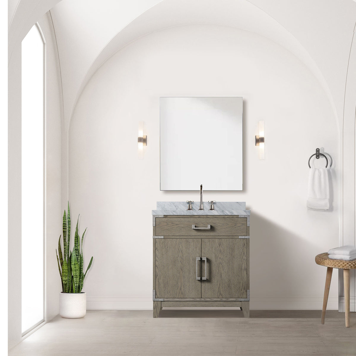 Lexora Laurel 30 in. Grey Oak Single Sink Bath Vanity