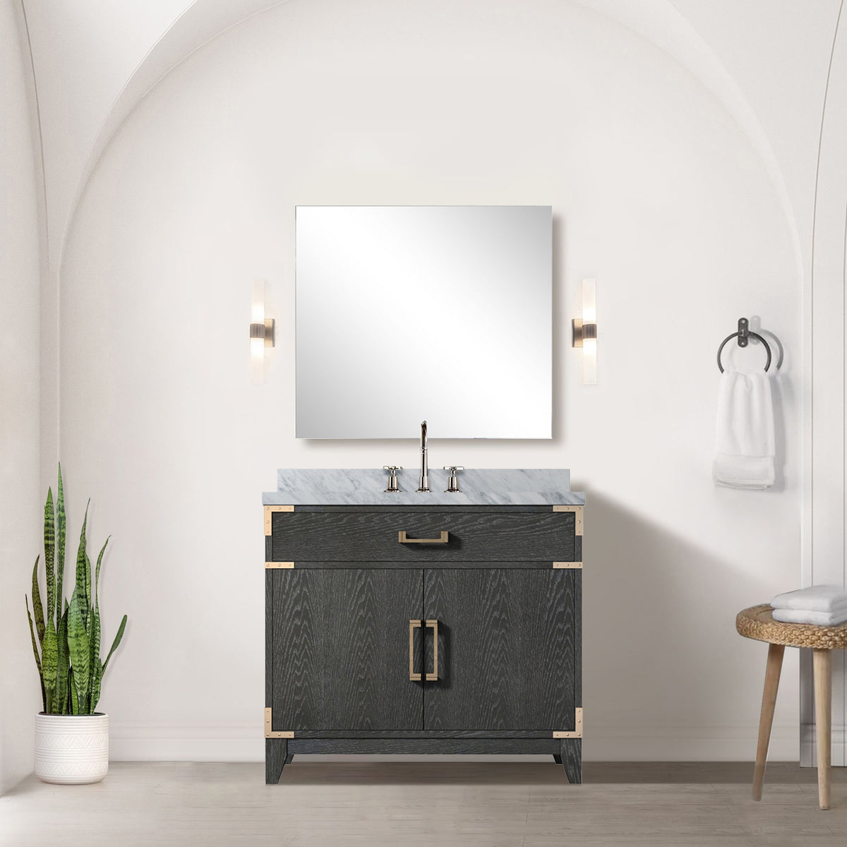 Lexora Laurel 36 in. Black Oak Single Sink Bath Vanity