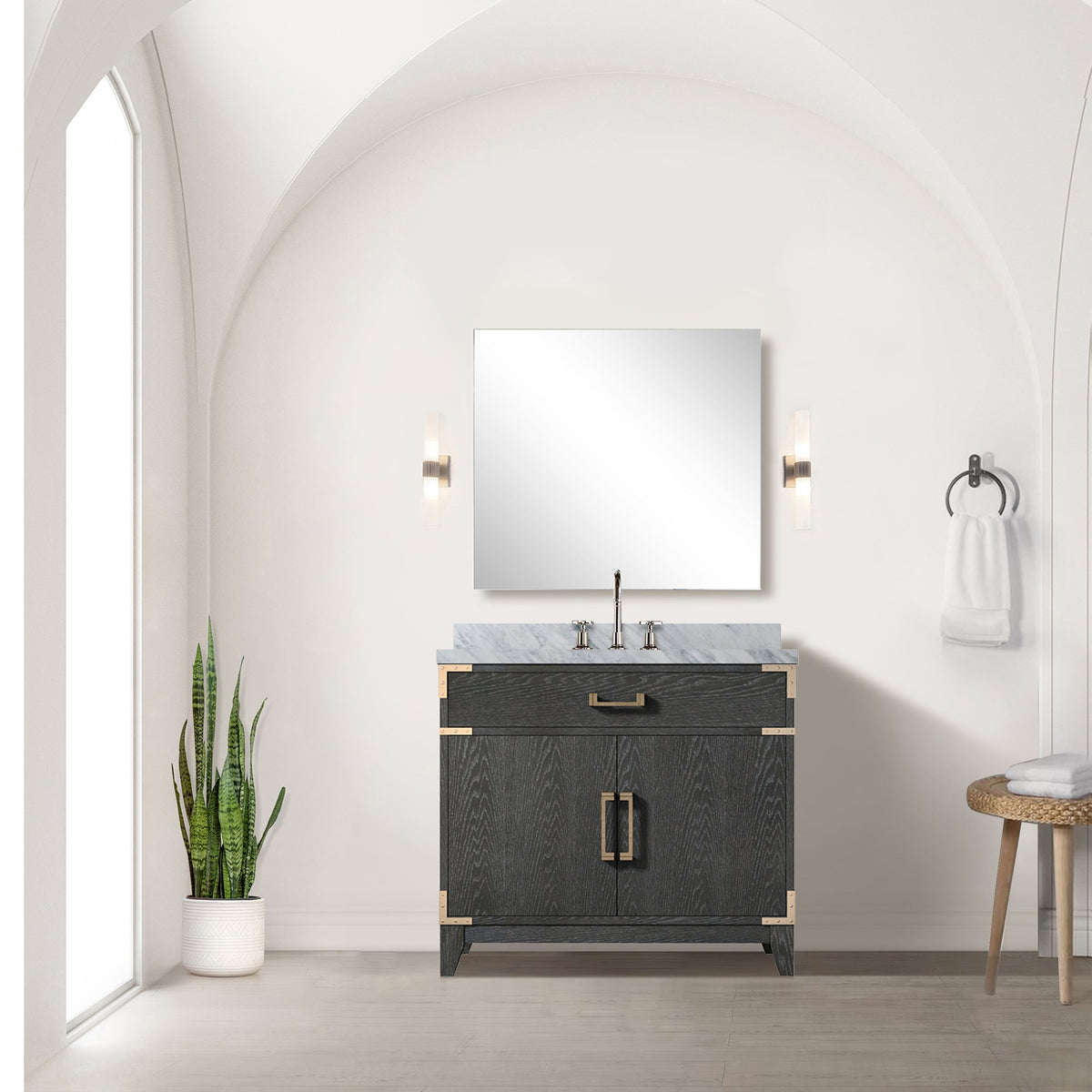 Lexora Laurel 36 in. Black Oak Single Sink Bath Vanity