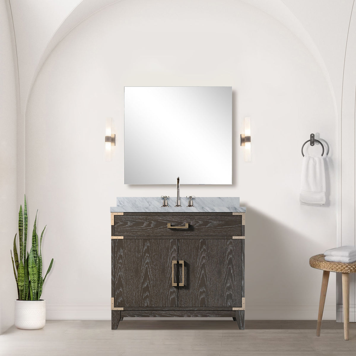 Lexora Laurel 36 in. Brown Oak Single Sink Bath Vanity