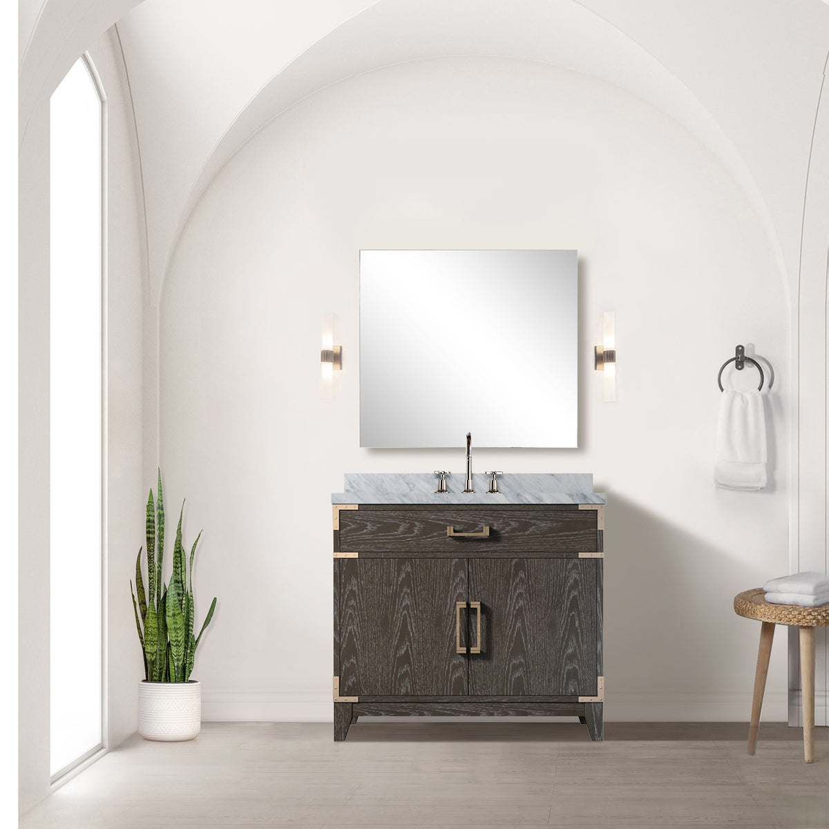 Lexora Laurel 36 in. Brown Oak Single Sink Bath Vanity