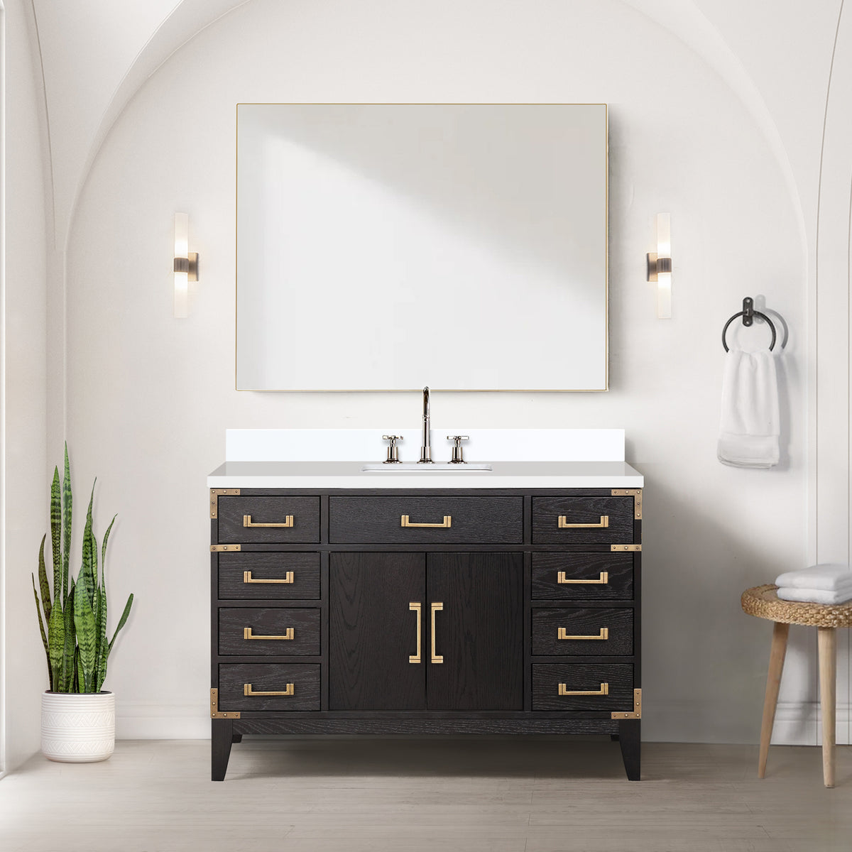 Lexora Laurel 48 in. Black Oak Single Sink Bath Vanity