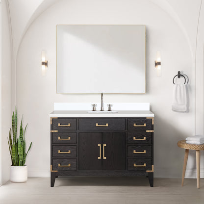 Lexora Laurel 48 in. Black Oak Single Sink Bath Vanity