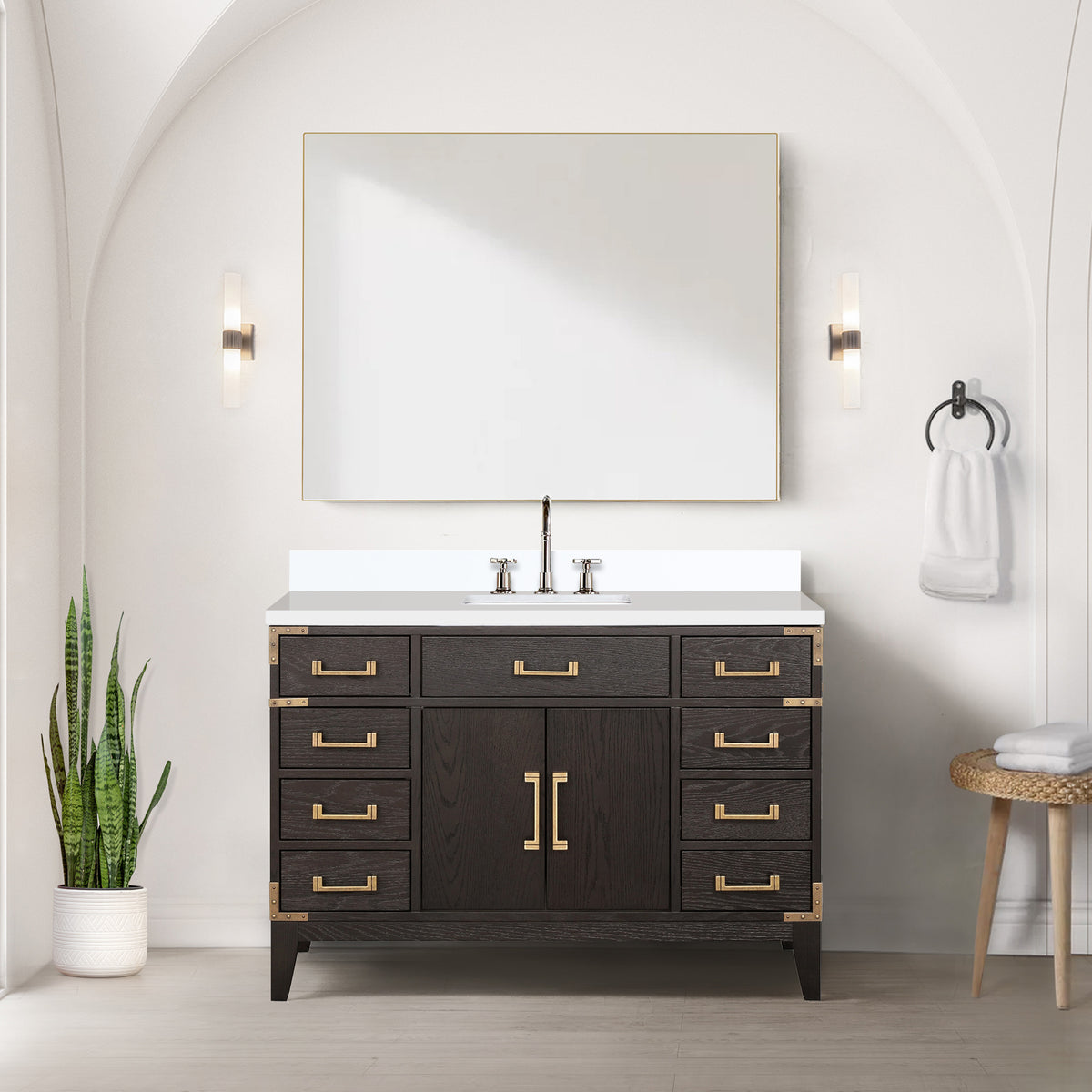 Lexora Laurel 48 in. Brown Oak Single Sink Bath Vanity
