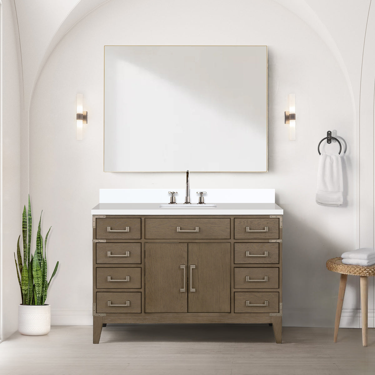 Lexora Laurel 48 in. Grey Oak Single Sink Bath Vanity