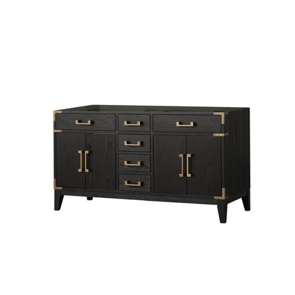 Lexora Laurel 60 in. Black Oak Double Sink Bath Vanity