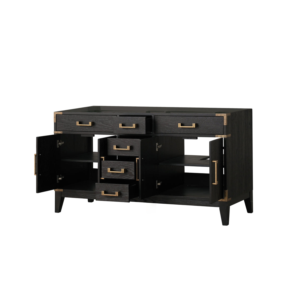 Lexora Laurel 60 in. Black Oak Double Sink Bath Vanity