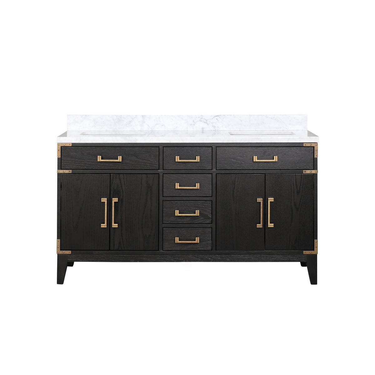 Lexora Laurel 60 in. Black Oak Double Sink Bath Vanity