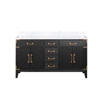 Lexora Laurel 60 in. Black Oak Double Sink Bath Vanity