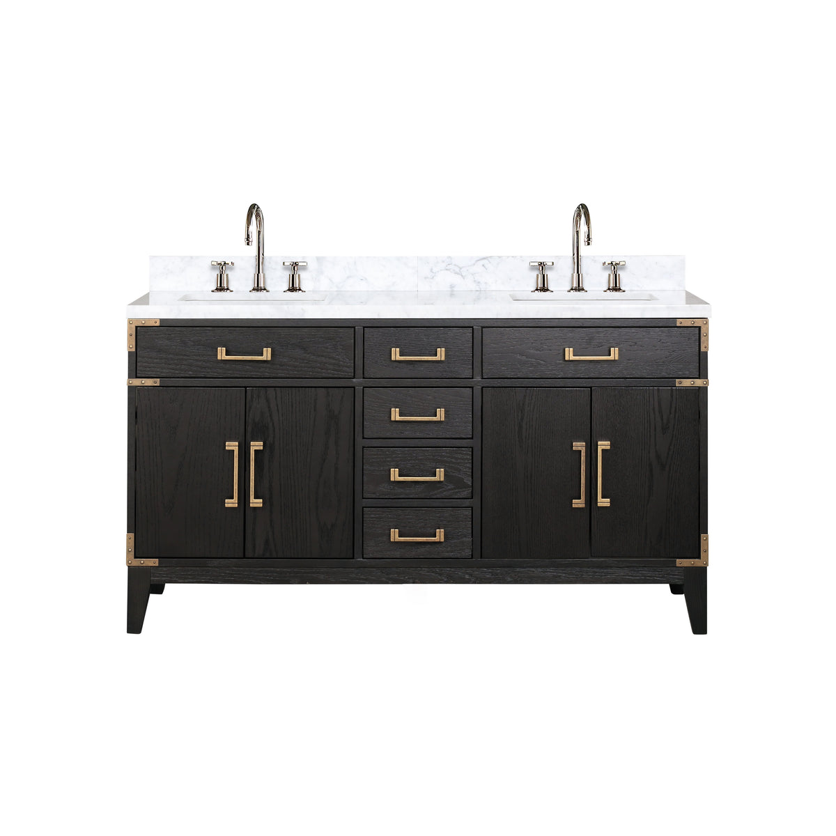 Lexora Laurel 60 in. Black Oak Double Sink Bath Vanity