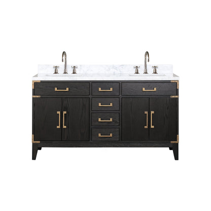 Lexora Laurel 60 in. Black Oak Double Sink Bath Vanity