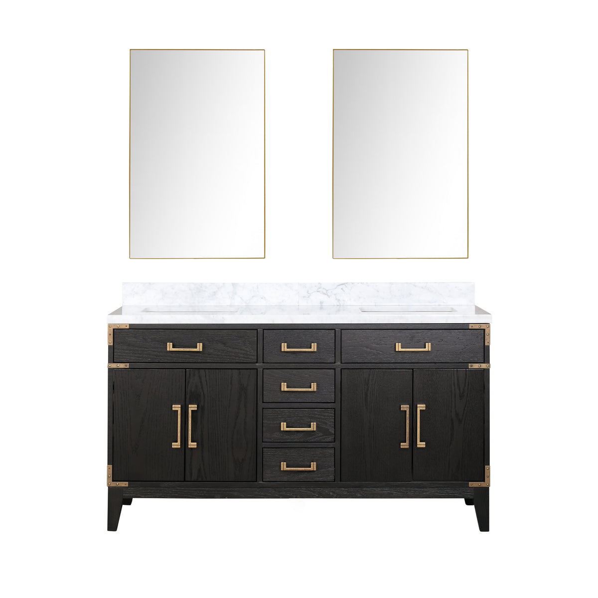 Lexora Laurel 60 in. Black Oak Double Sink Bath Vanity