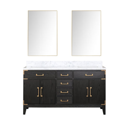 Lexora Laurel 60 in. Black Oak Double Sink Bath Vanity