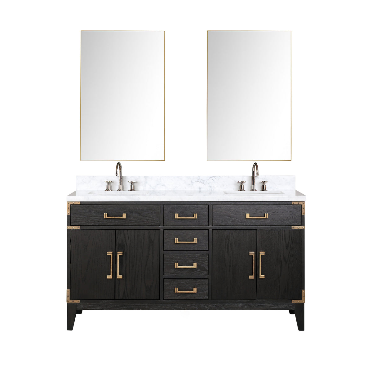 Lexora Laurel 60 in. Black Oak Double Sink Bath Vanity