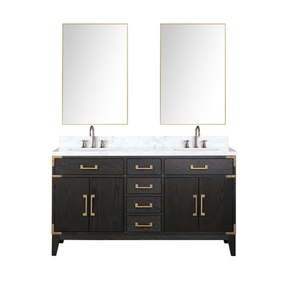 Lexora Laurel 60 in. Black Oak Double Sink Bath Vanity