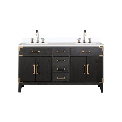 Lexora Laurel 60 in. Black Oak Double Sink Bath Vanity